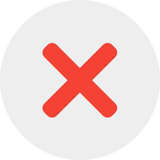 Ícone de um "X" vermelho em um fundo branco, simbolizando a ação de fechar ou cancelar. Ideal para uso em botões de interface de usuário ou mensagens de erro.